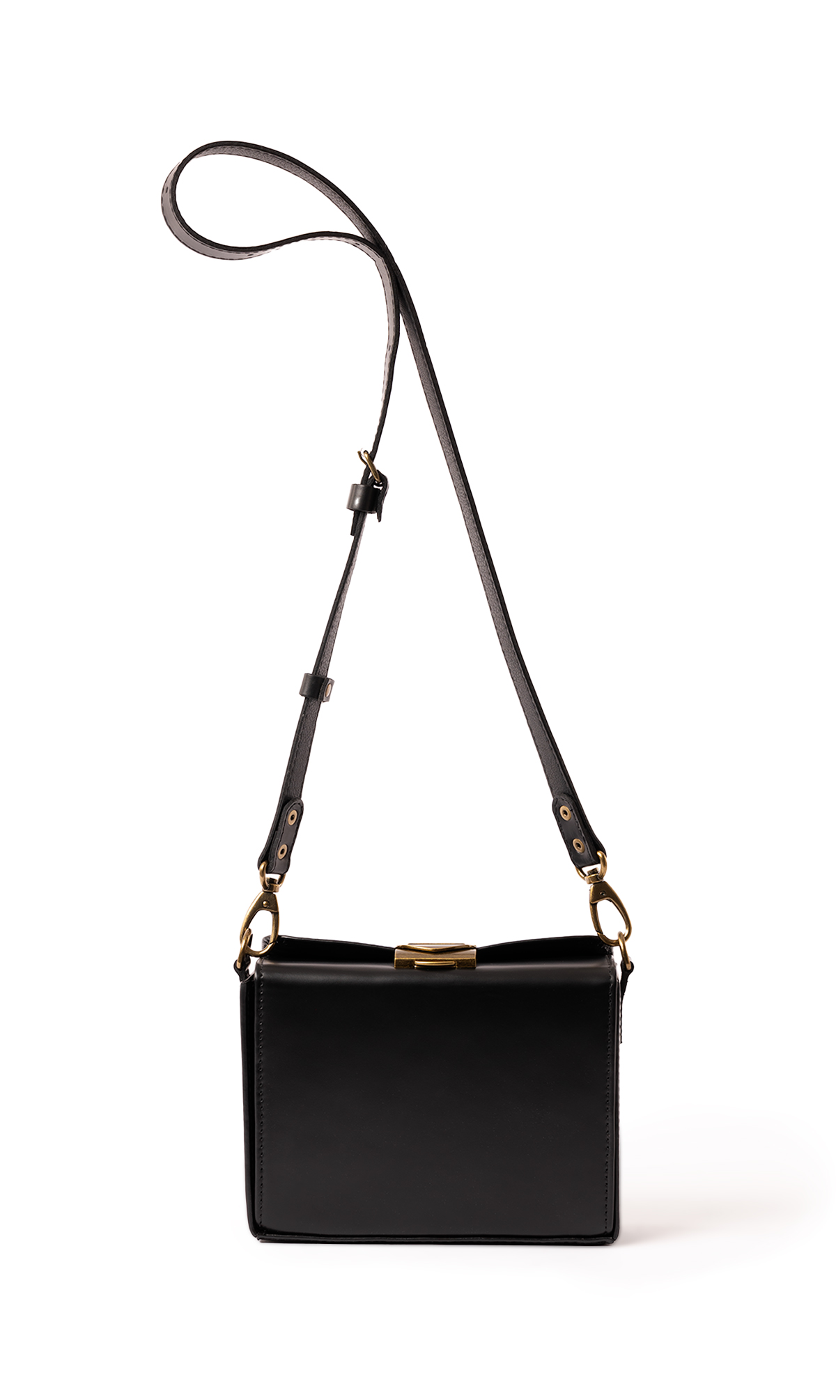 Ishie Box | Co-Designed Box Shaped Leather Bag | Black