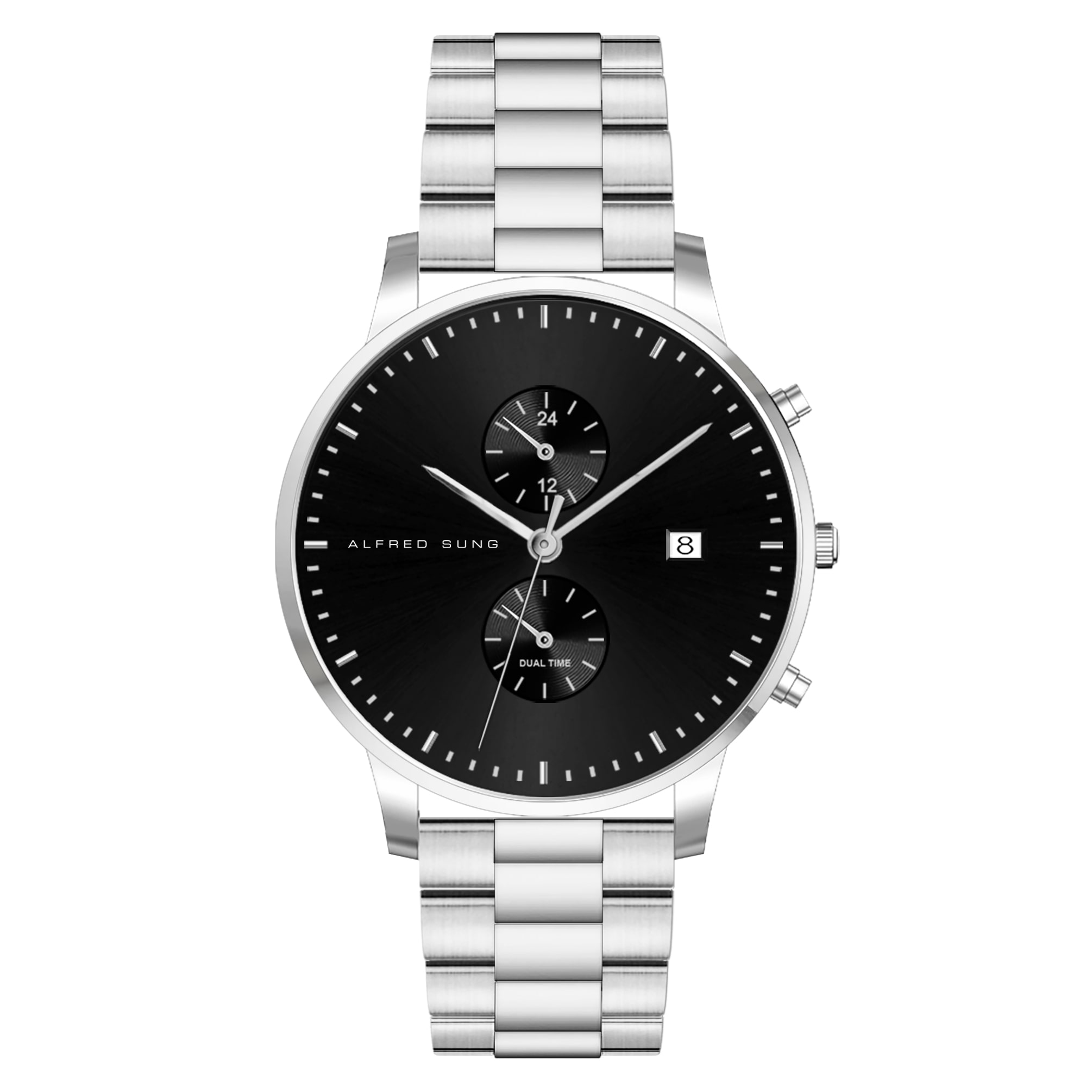 Dual Time Slim Men’s Watch with Date and Interchangeable Strap ASM-7031