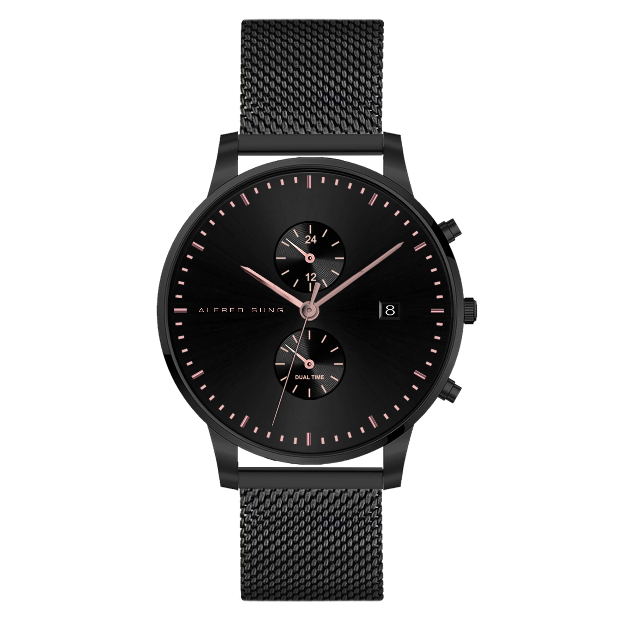 Dual Time Slim Men’s Watch with Date and Interchangeable Strap ASM-7003