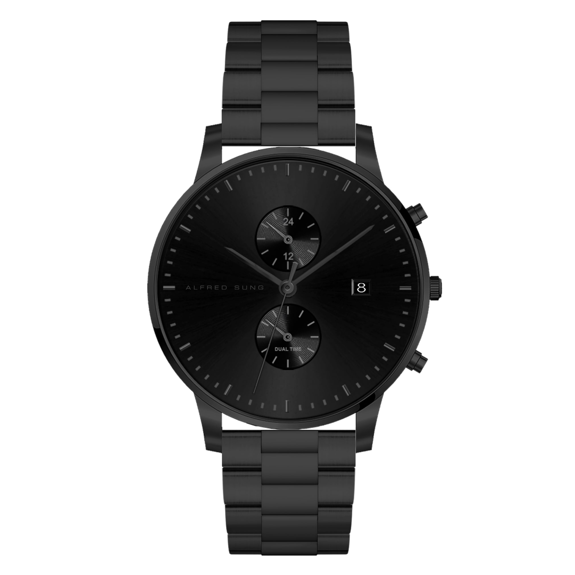 Alfred Sung Dual Time Slim Men’s Watch with Date and Interchangeable Strap ASM-0035