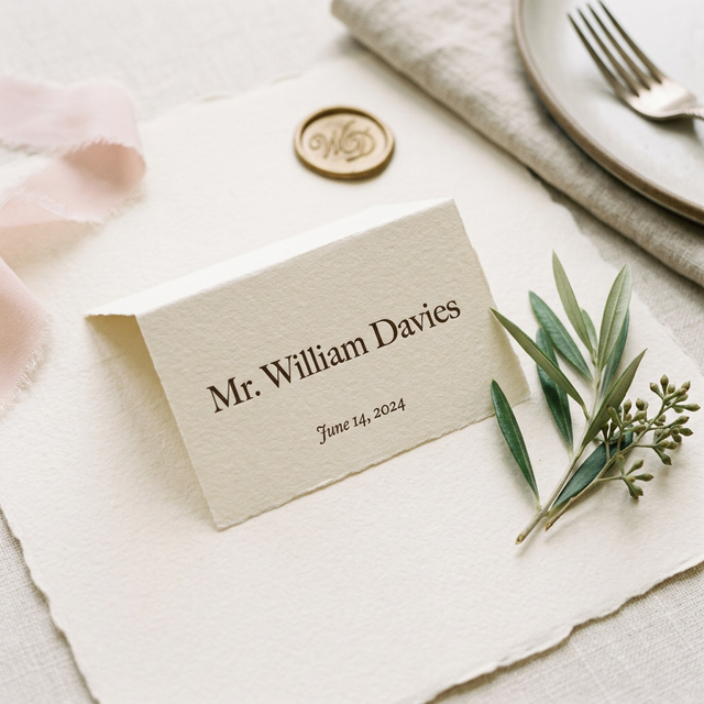 Bespoke Folded Wedding Place Cards | Heirloom Quality Minimalist Seating Plan