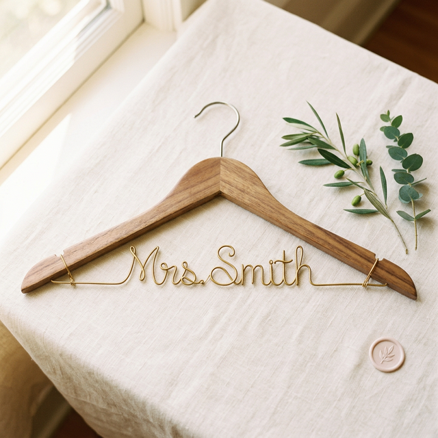 Bespoke Wire Script Bridal Hanger | Personalized Heirloom Wedding Dress Hanger