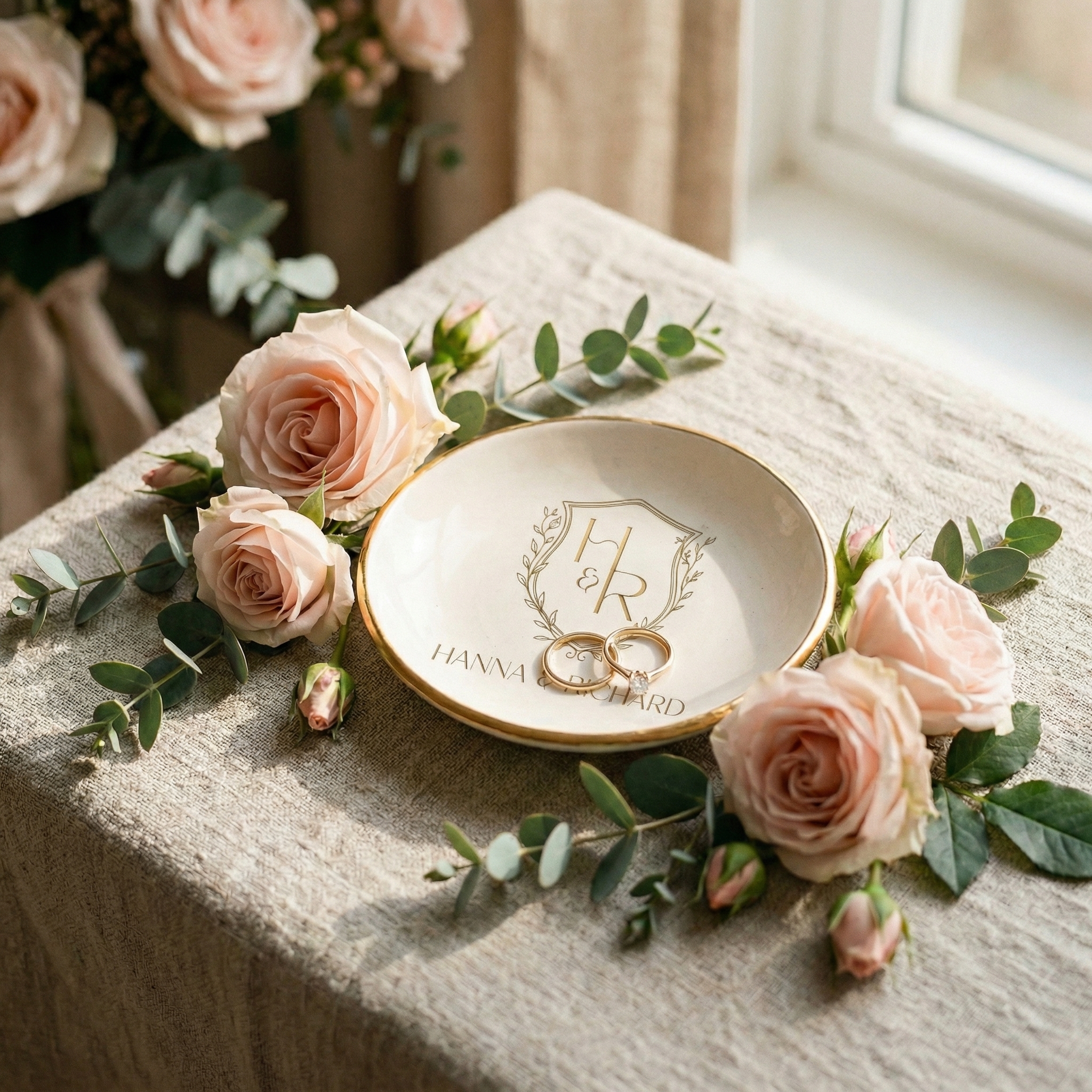 Bespoke Botanical Ceramic Ring Dish | Personalized Heirloom Trinket Tray