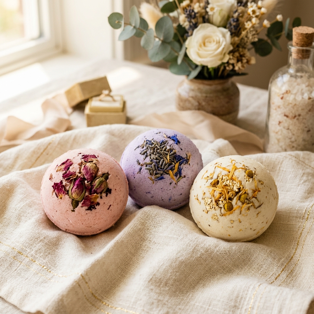 Botanical Bath Bomb Trio | Lavender, Rose & Chamomile