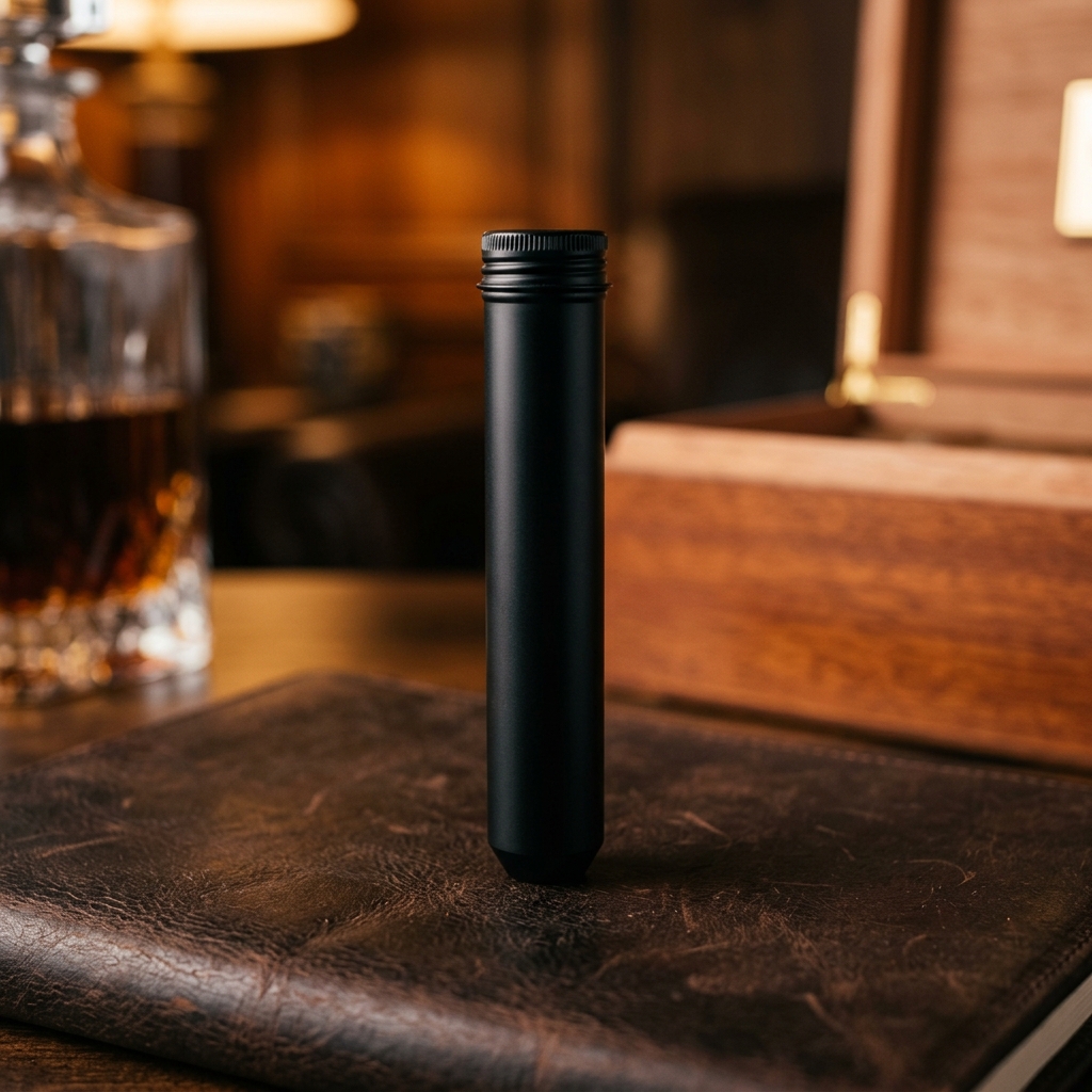 Single Cigar Travel Tube | Matte Black Aluminum