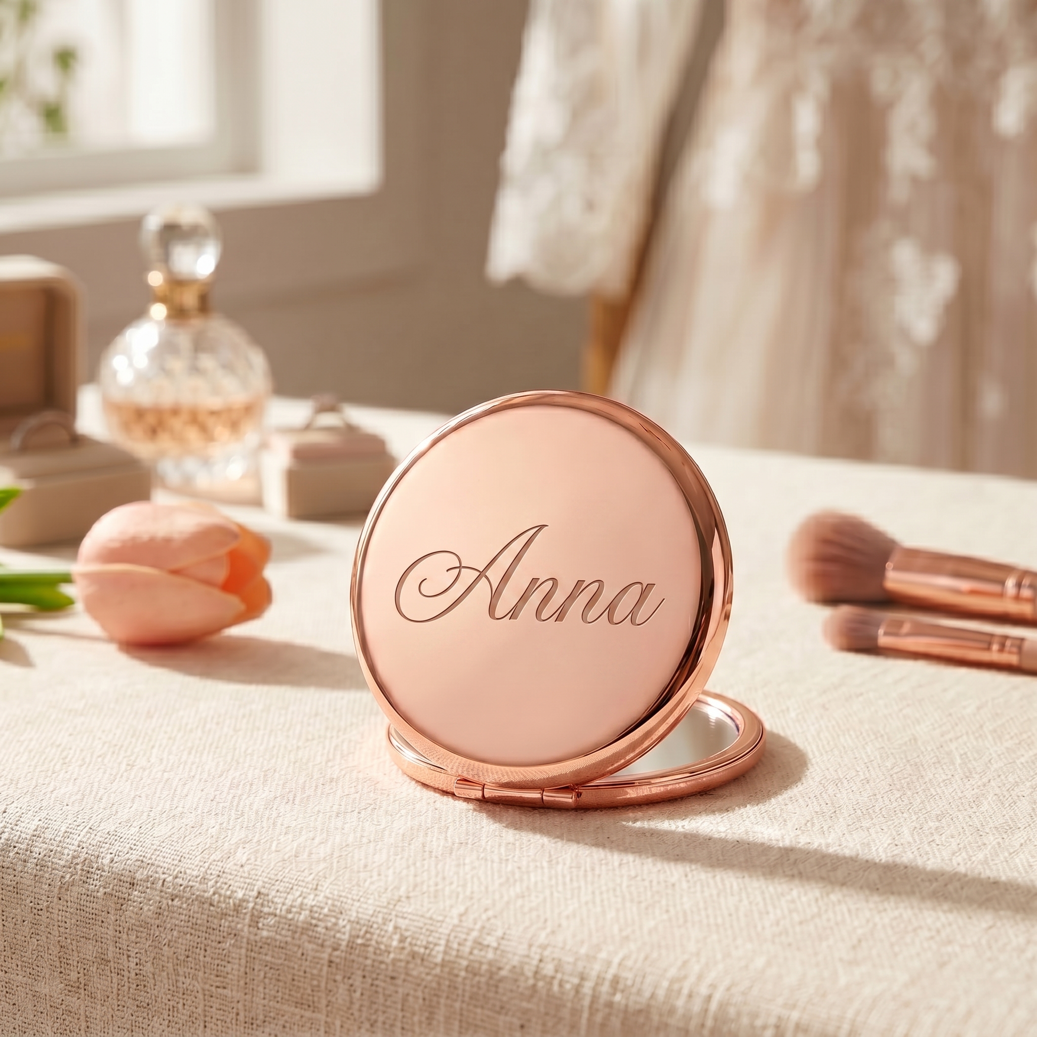Personalized Compact Mirror | Custom Heirloom Bridal Gift 