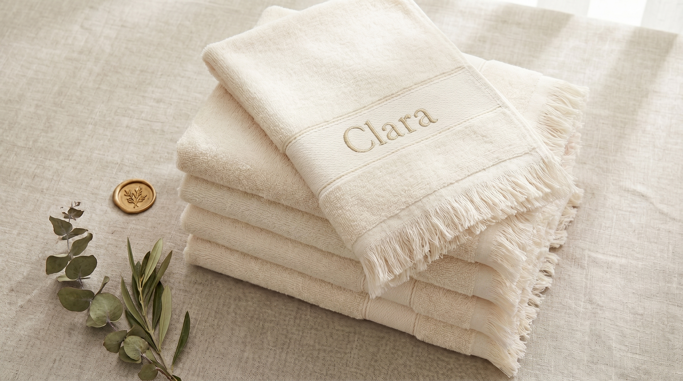 Personalized White Beach Towel | Bespoke Bridal Party Gift & Wedding Favor 