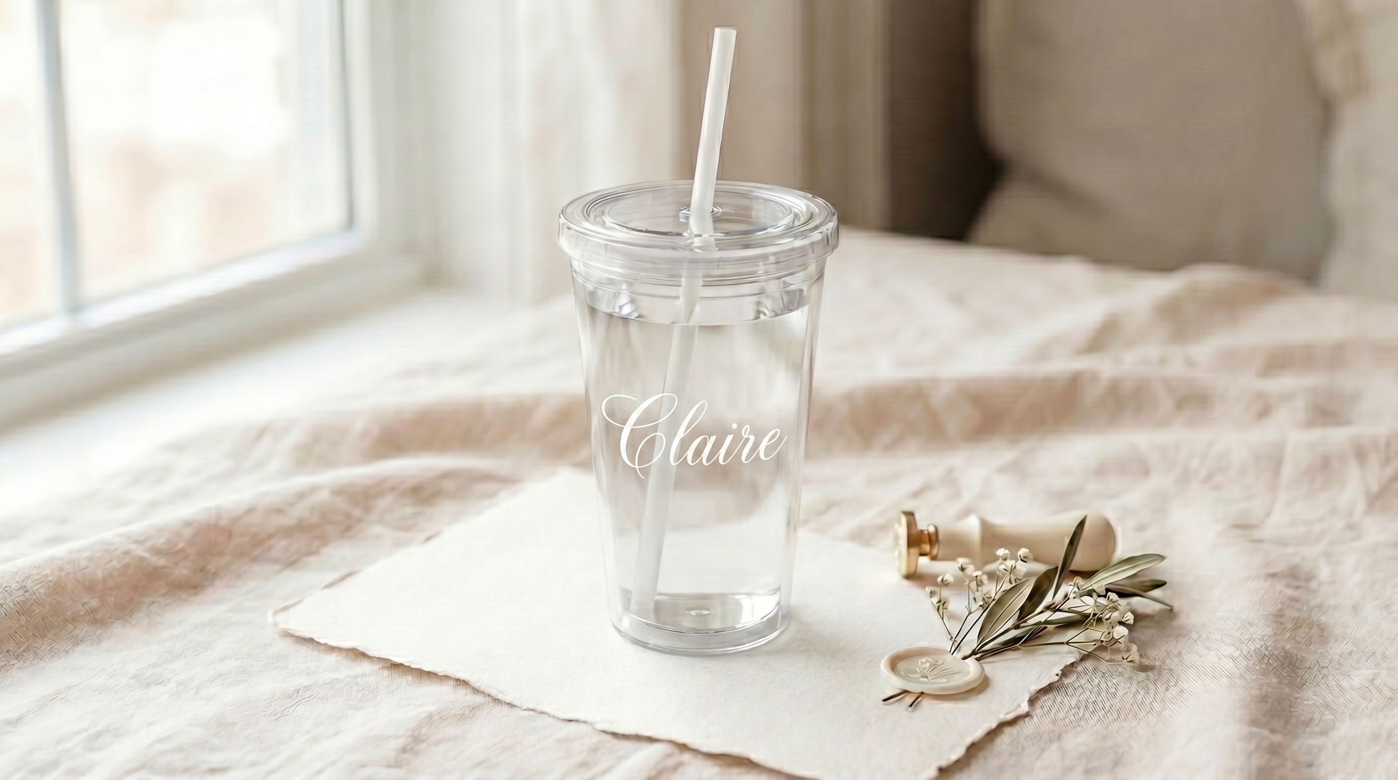 Custom 16oz Acrylic Tumbler | Personalized Bridal Party & Wedding Favor