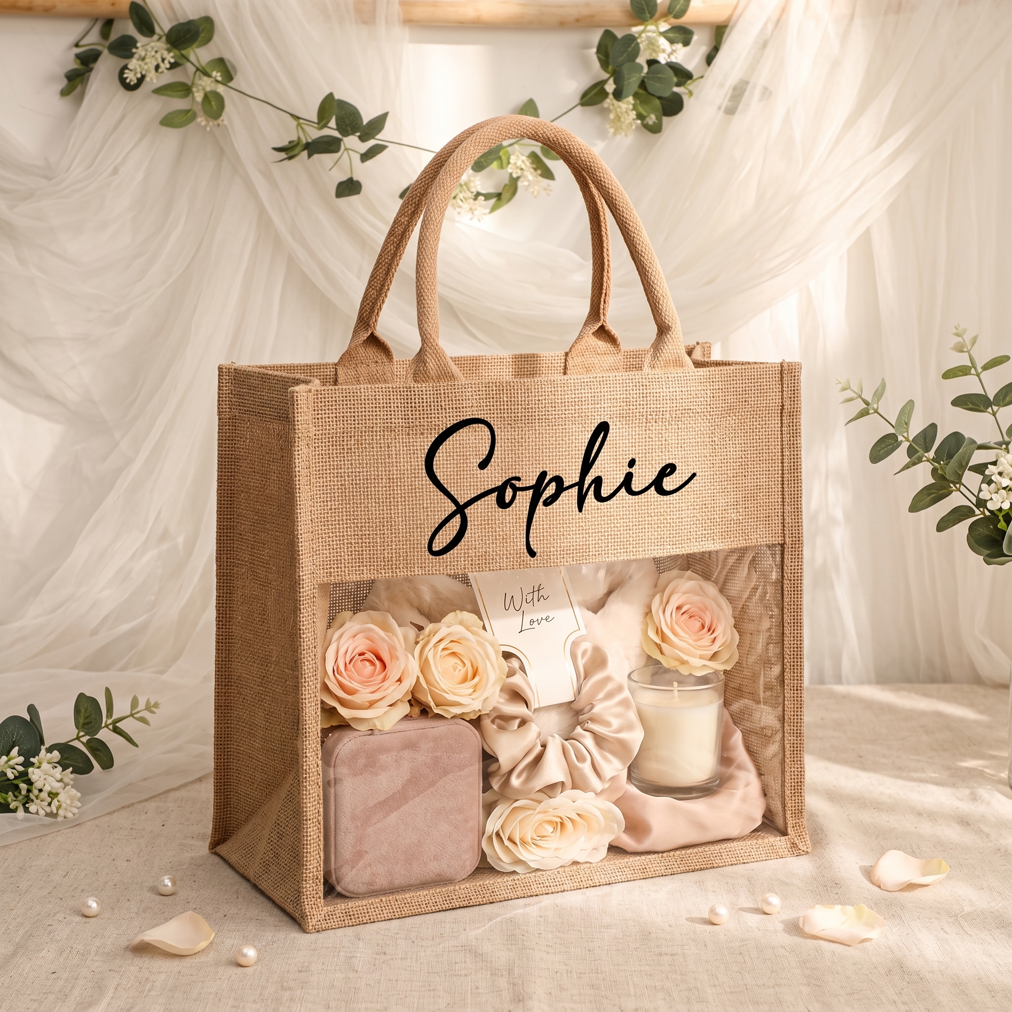 Bespoke Canvas & Burlap Tote | Heirloom Bridesmaid Gift Bag