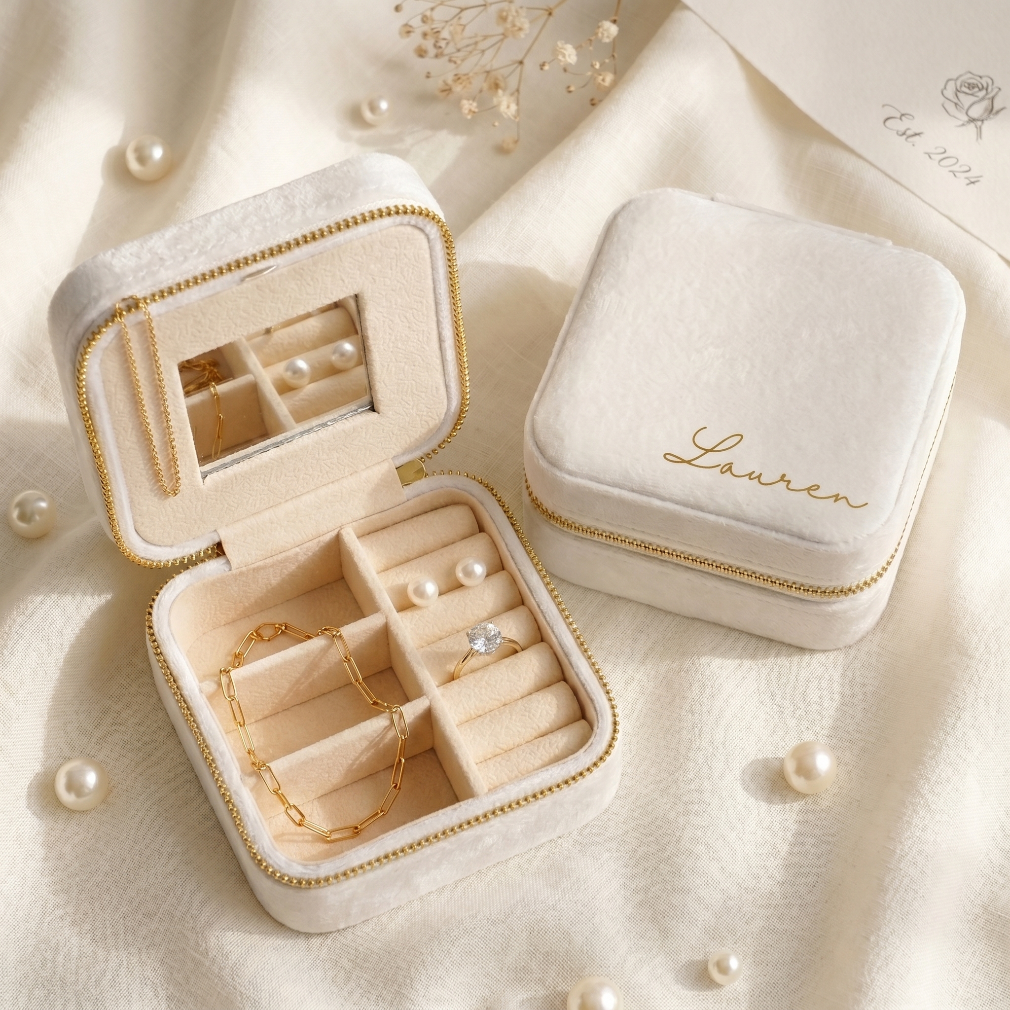 Bespoke Velvet Heirloom Jewelry Case | Custom Travel Box