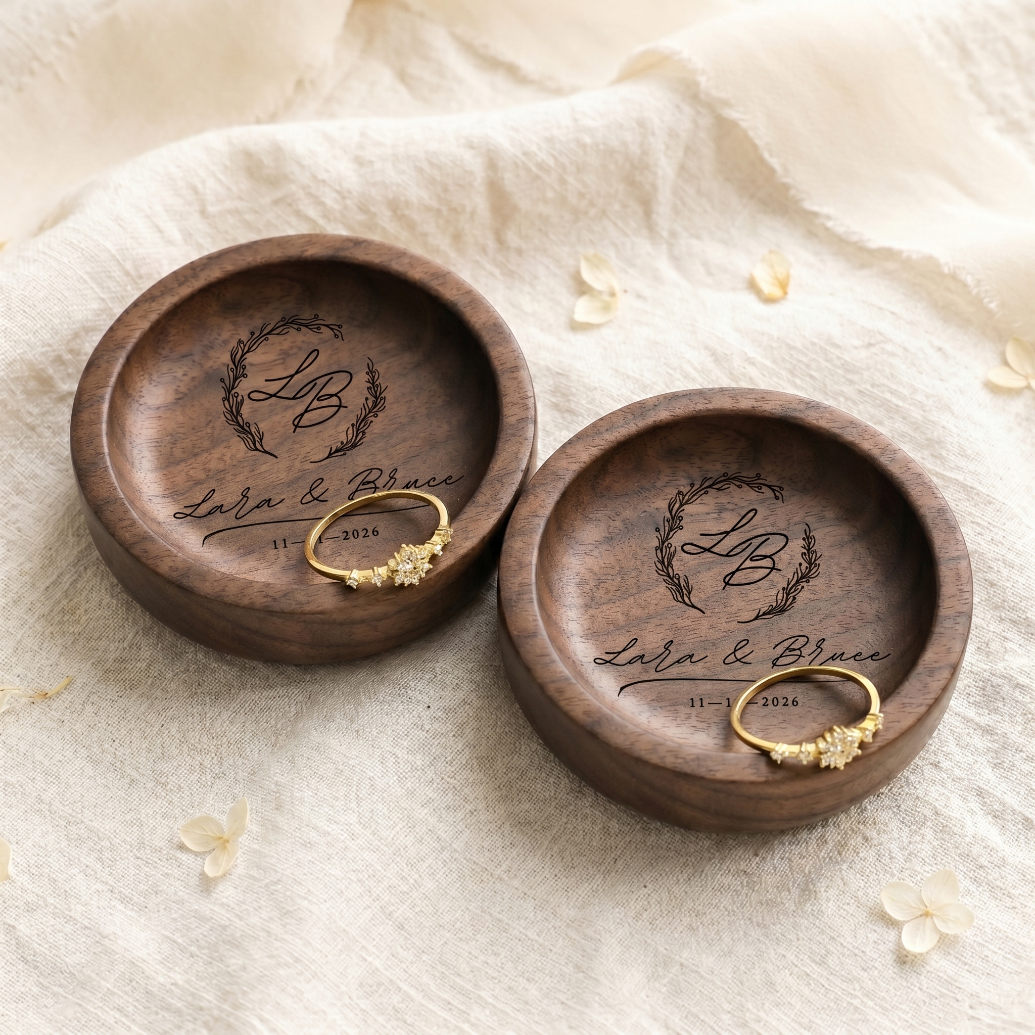 The Heirloom Walnut Ring Dish | Bespoke Jewelry Tray