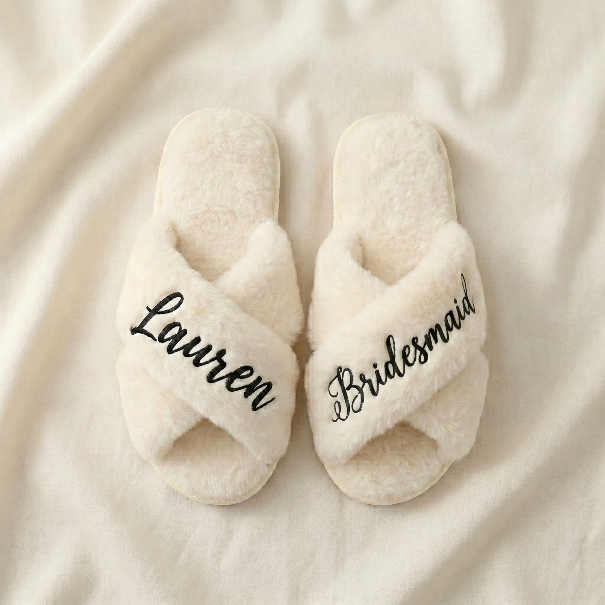 The Bespoke Bridal Slipper | Custom Embroidered Faux-Fur