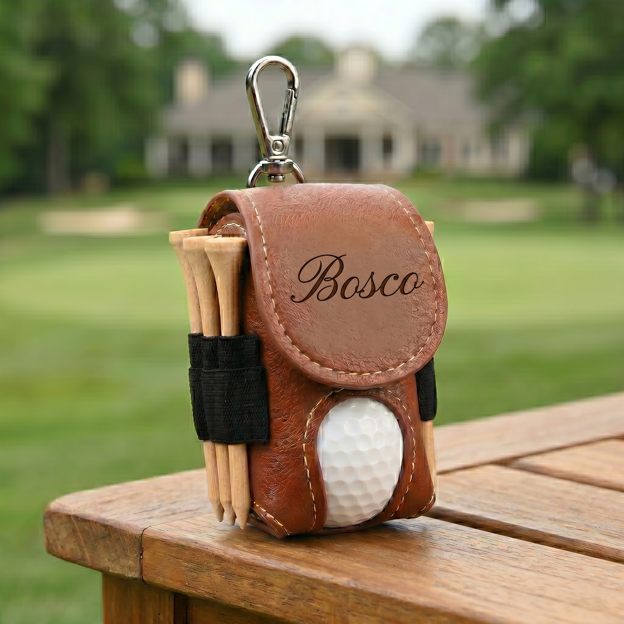 Bespoke Leather Golf Pouch & Tee Holder | Personalized Groomsman Keepsake