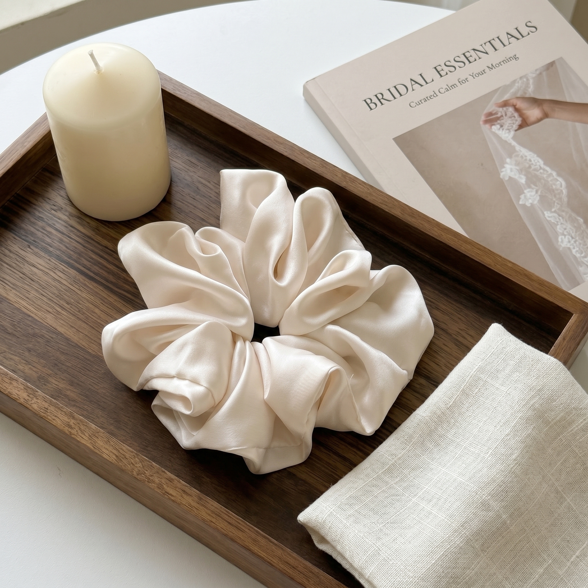 Cream Silk Bridal Scrunchies & Heirloom Proposal Sets
