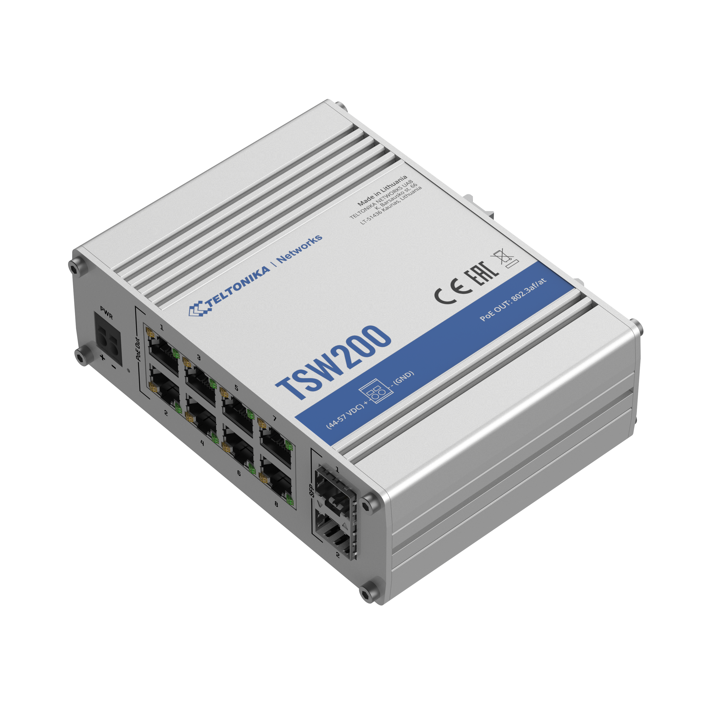 TSW200 – Switch no gestionable, 8xGbE PoE/PoE+ y 2xSFP 1000BaseX