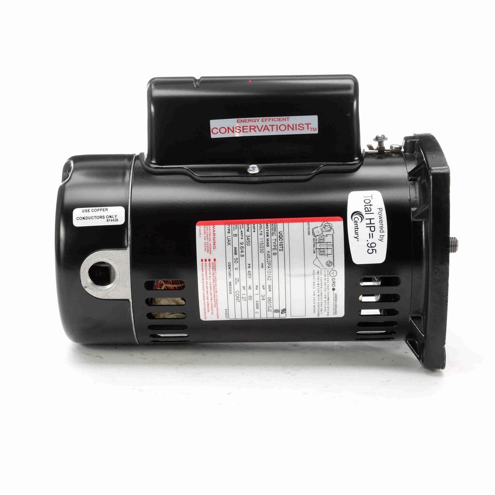 0.95 HP Pool Pump Motor, Capacitor Start/Capacitor Run, 3450(1), 48Y Frame, ODP, 115/230 V, 60 HZ