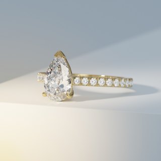 Pear Solitaire with Pavé Scallop Set Band Product Photo