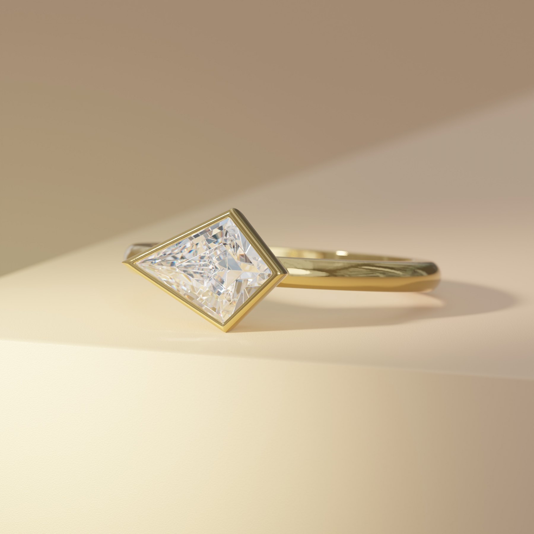 East-West Kite Solitaire with Bezel Set