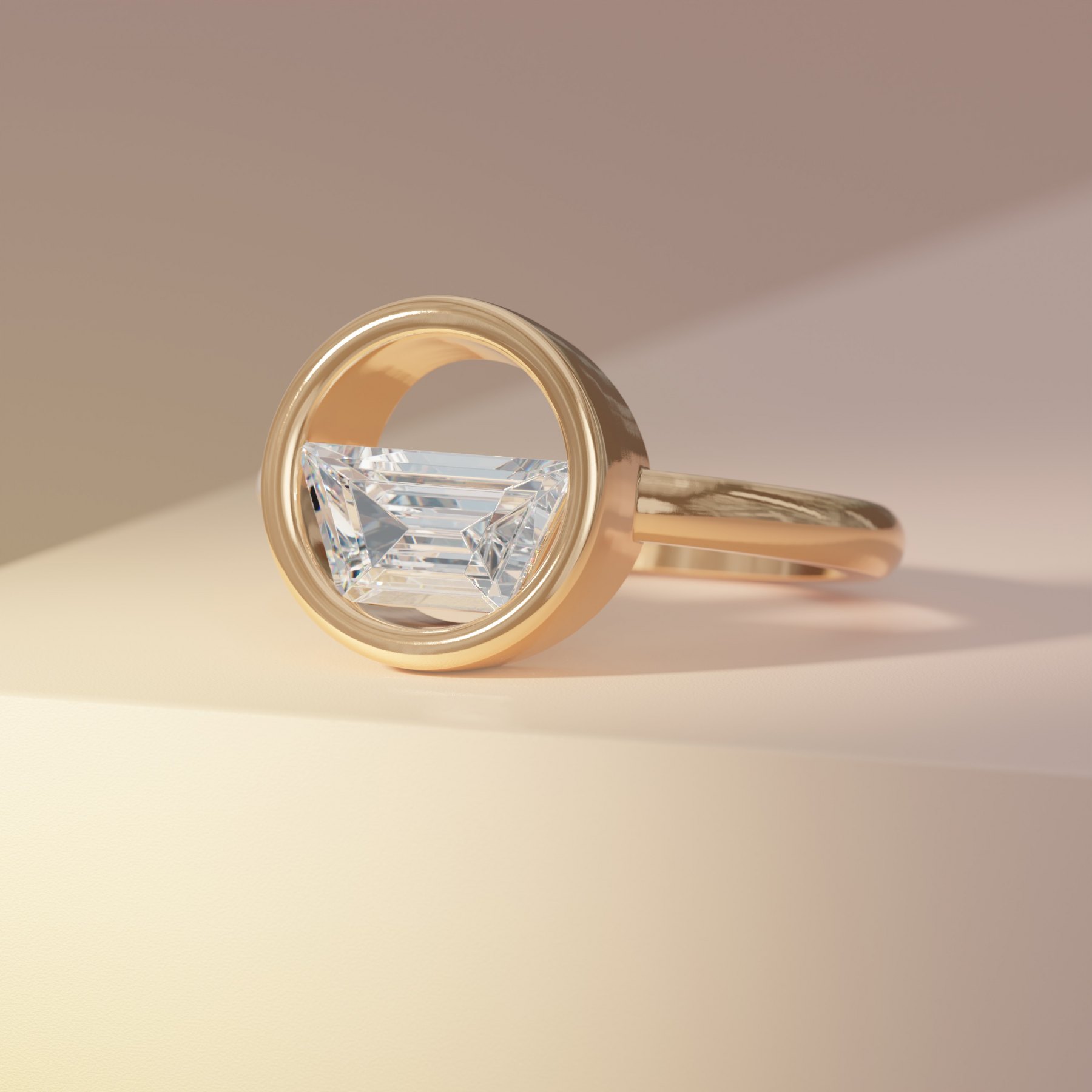 Trapezoid Diamond Solitaire Bezel Set