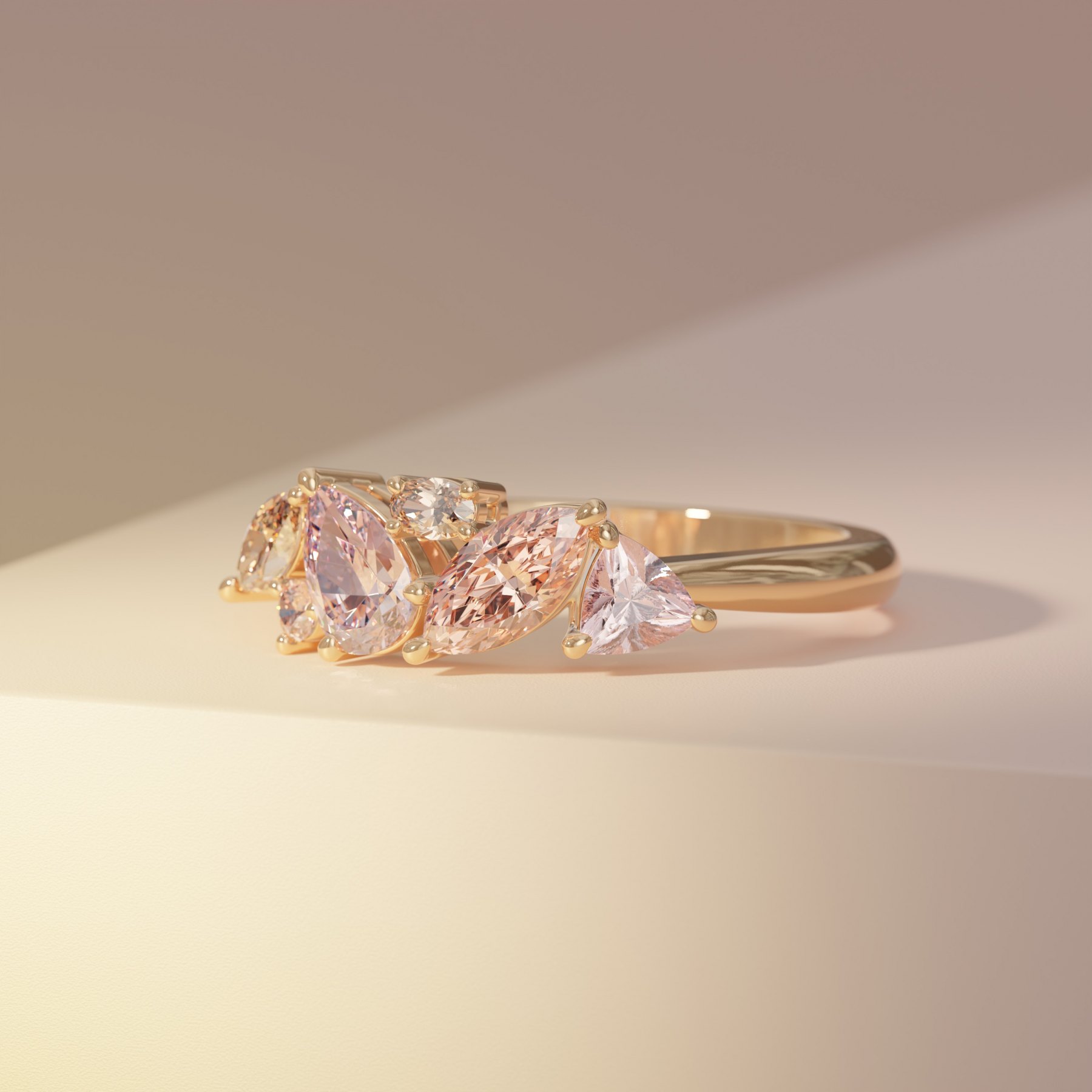 Pink Multi Stone Sapphire & Morganite Cluster