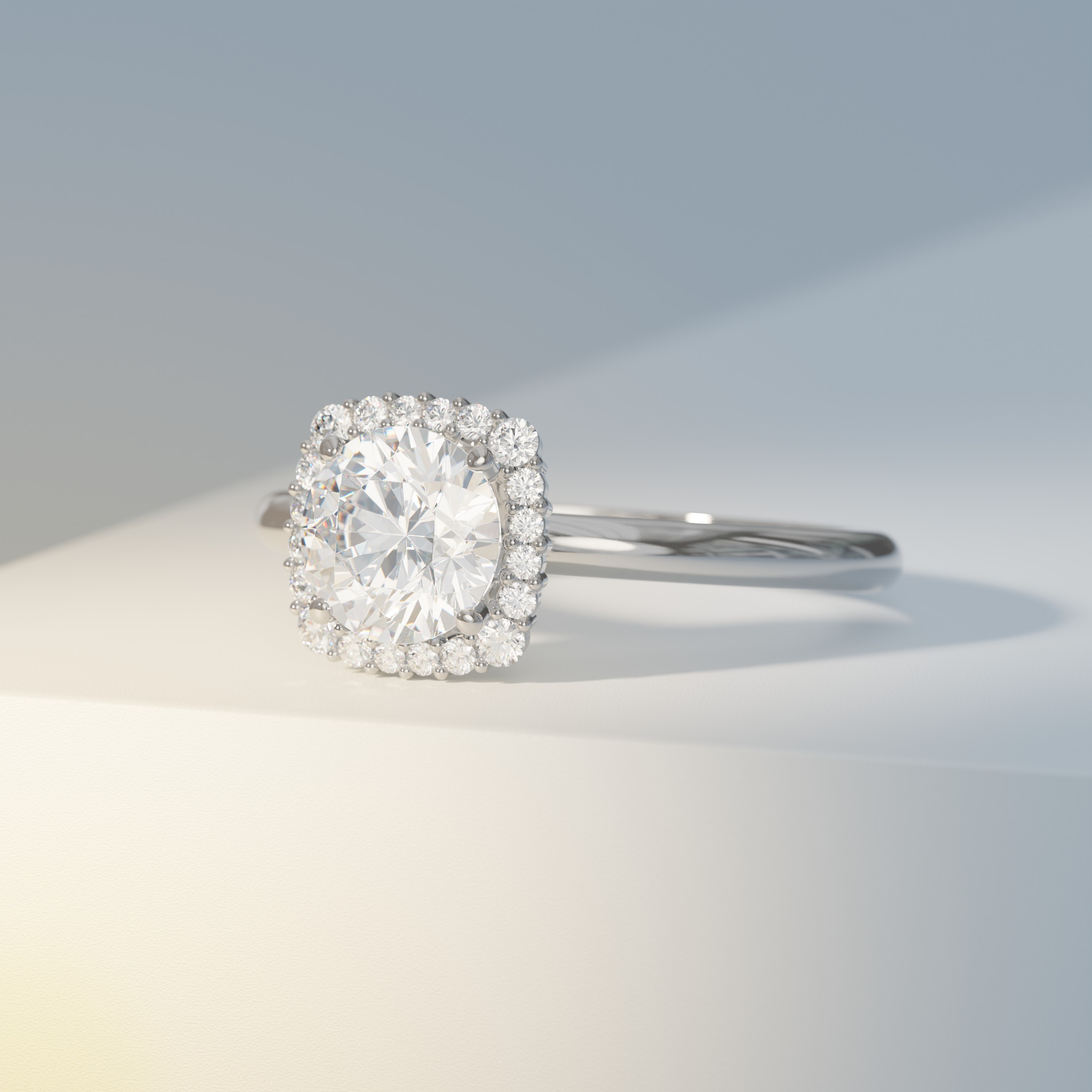 Round with Cushion Shaped Halo Cluster