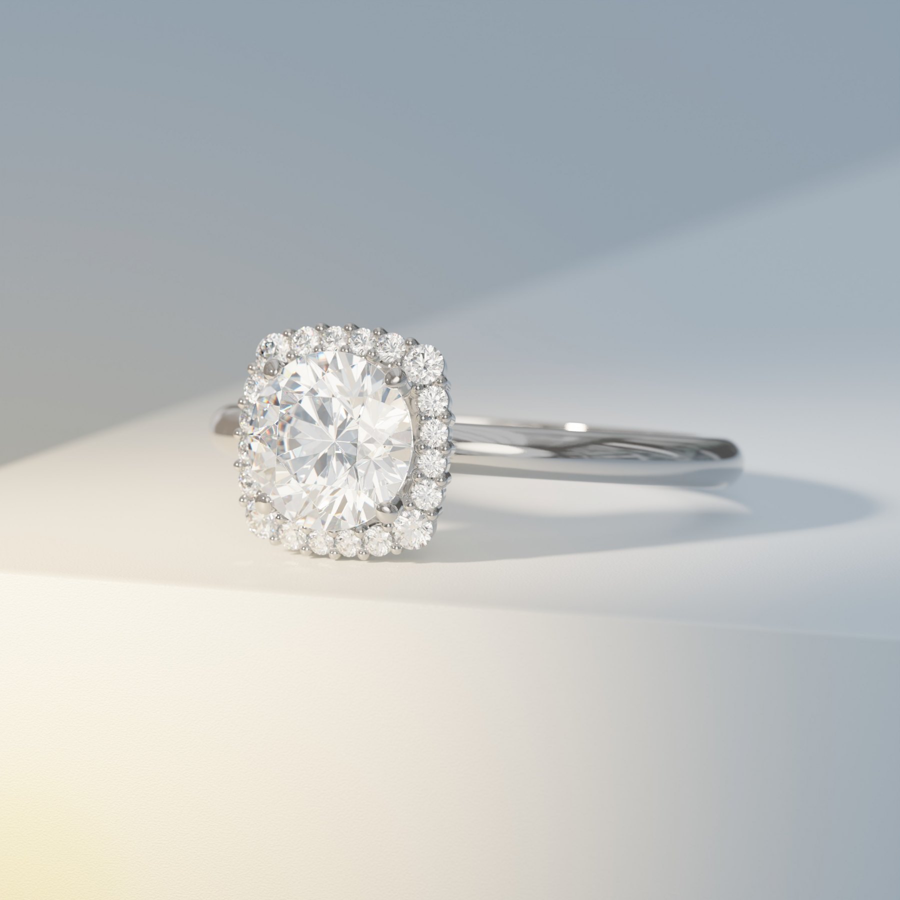 Round with Cushion Shaped Halo Cluster