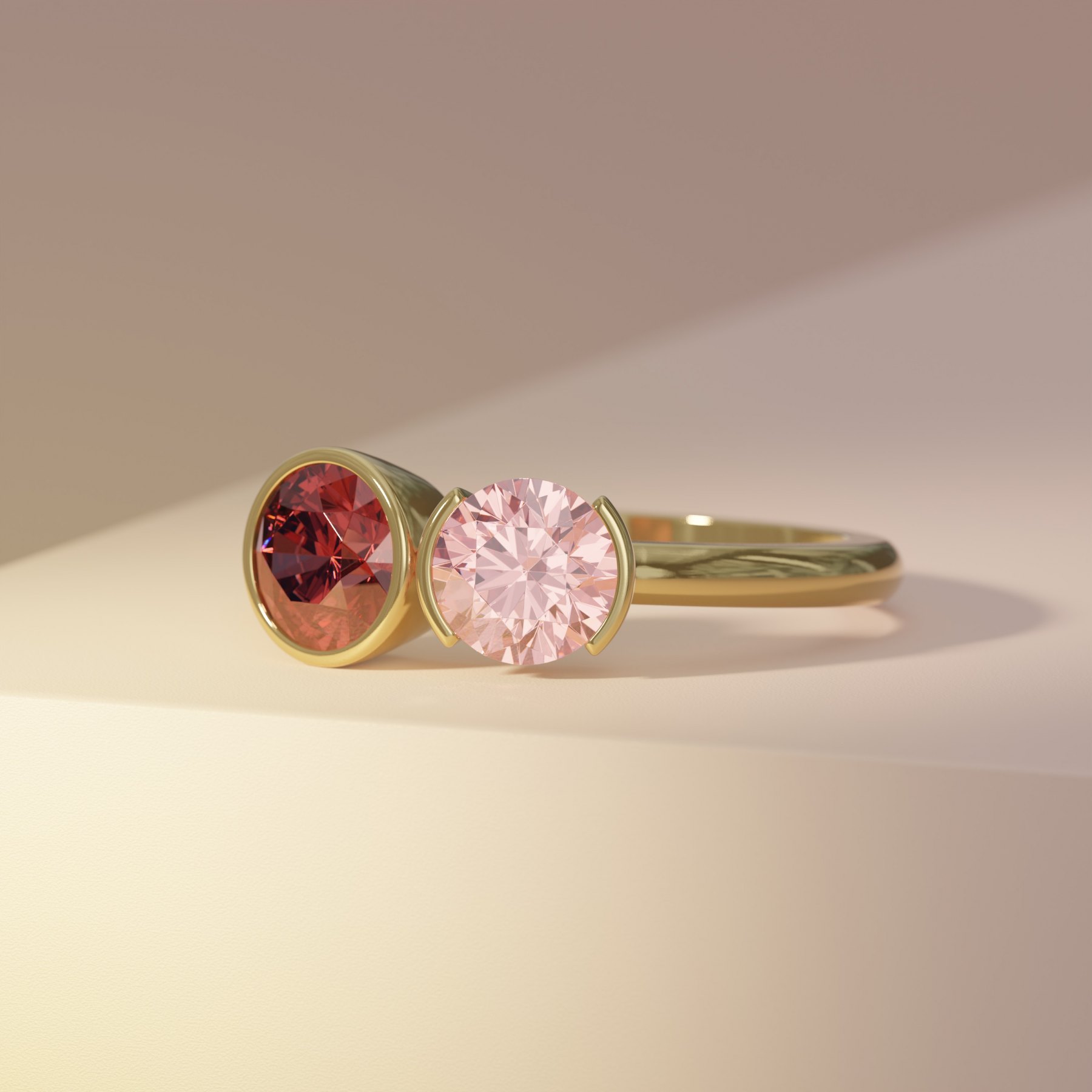 YG D-030 Round Moi et Toi Bezel Set Red Pink (2).jpg