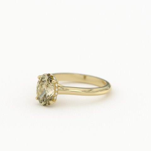Champagne Oval Trellis Solitaire with Hidden Halo Product Photo