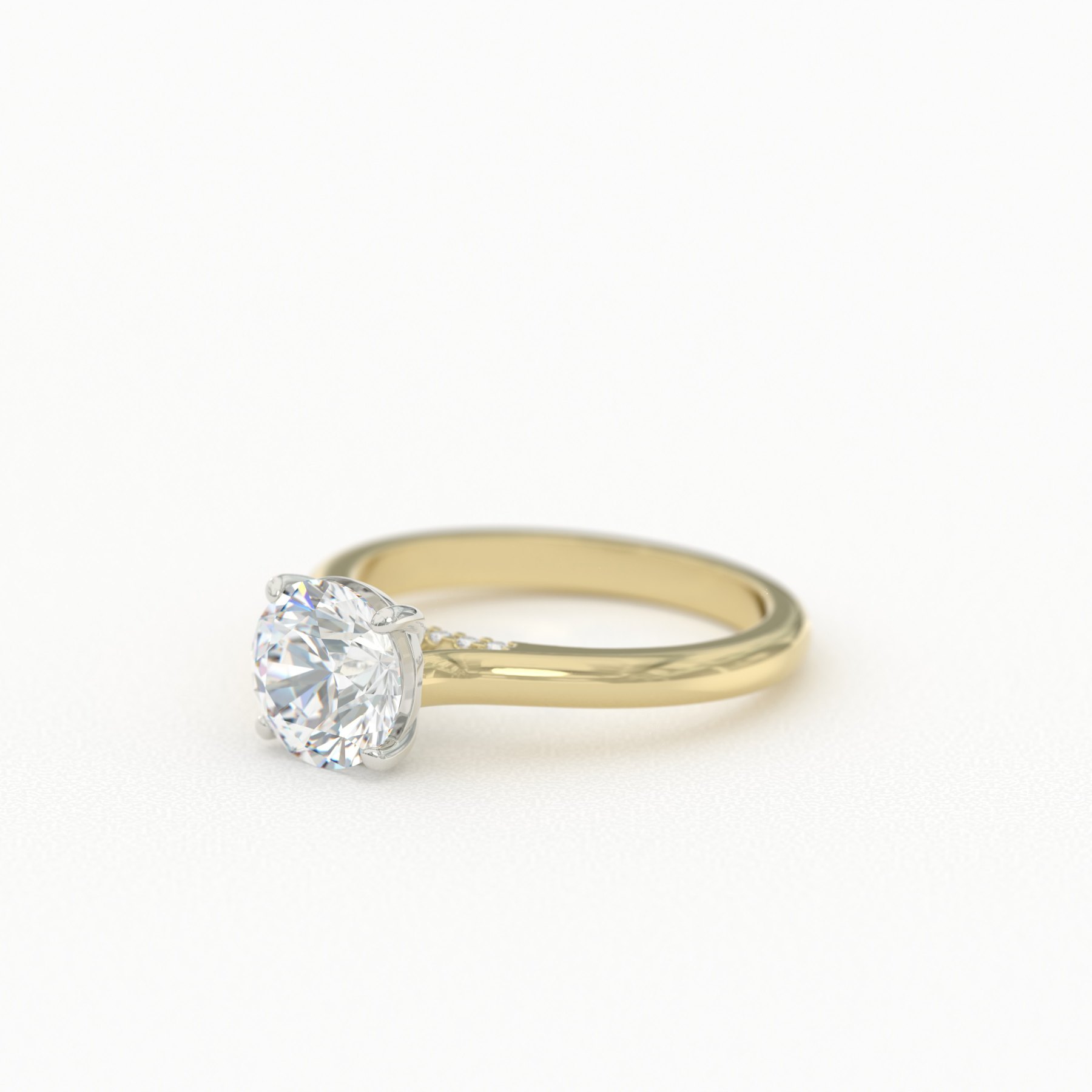 Round Cut Four-Prong Solitaire with Gemstone Bridge