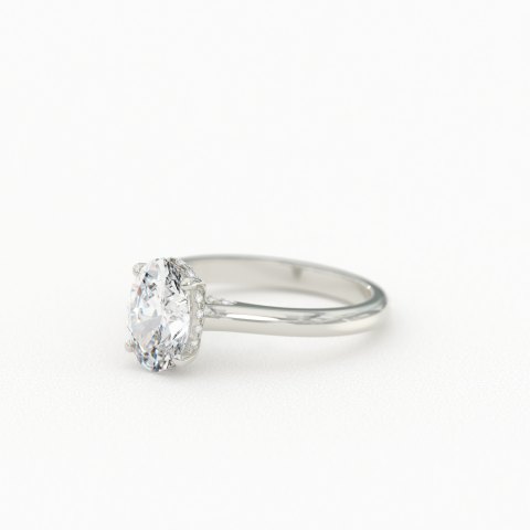 Four-Prong Oval Cut Solitaire with Hidden Halo Product Photo