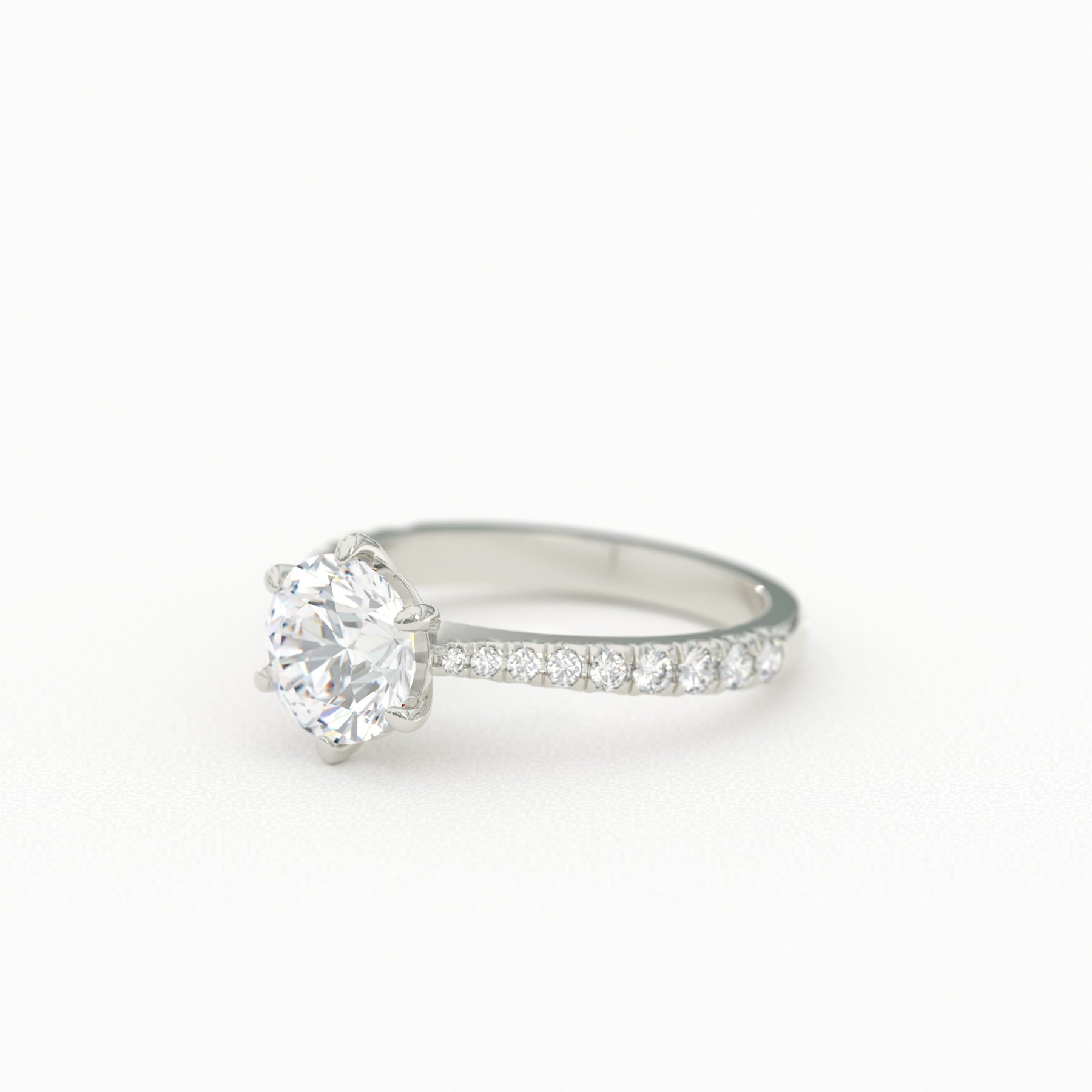 Round Cut Pavé Solitaire with Taper