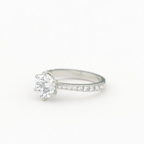 Round Cut Pavé Solitaire with Taper Product Photo
