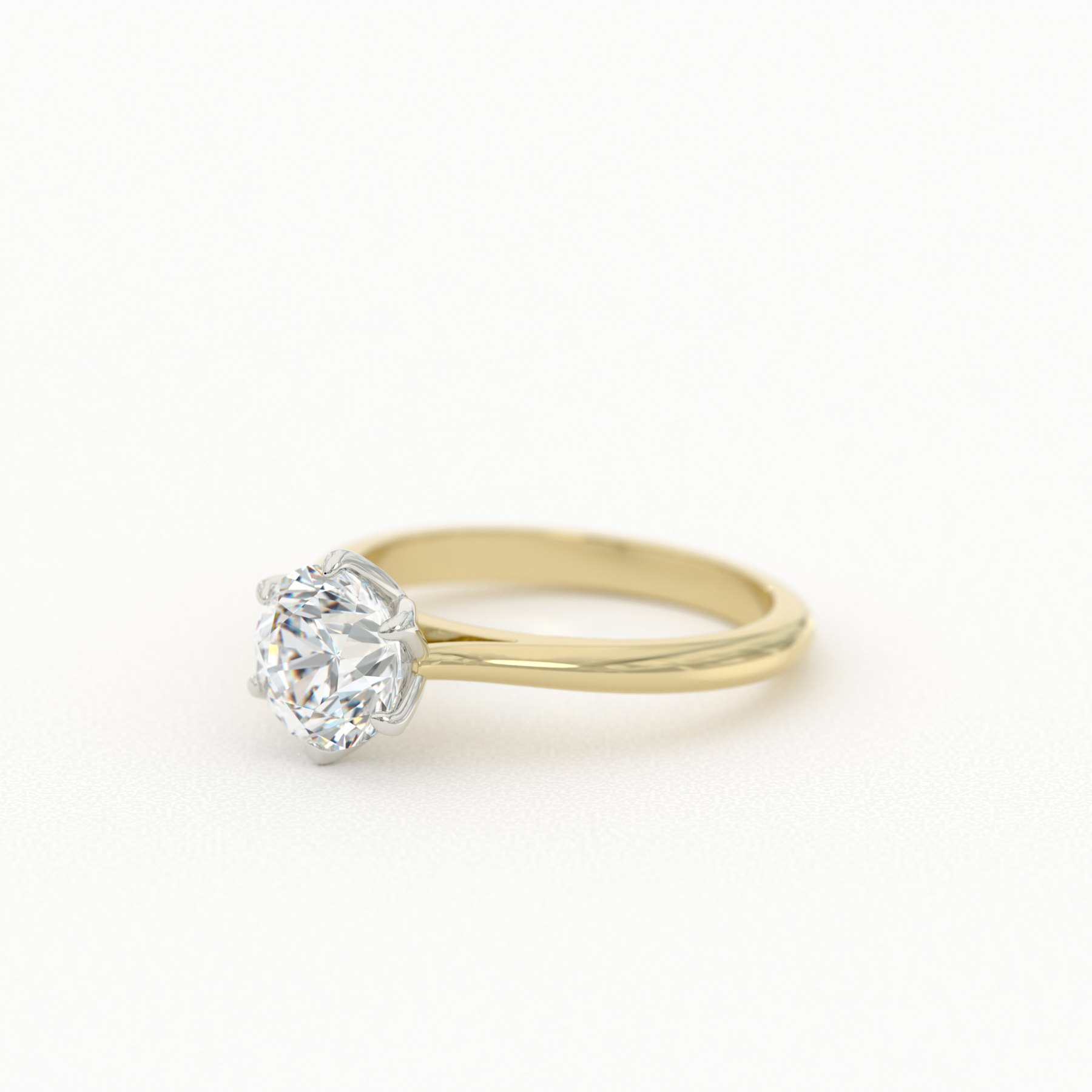 Round Cut Six-Prong Solitaire with Tulip Setting 