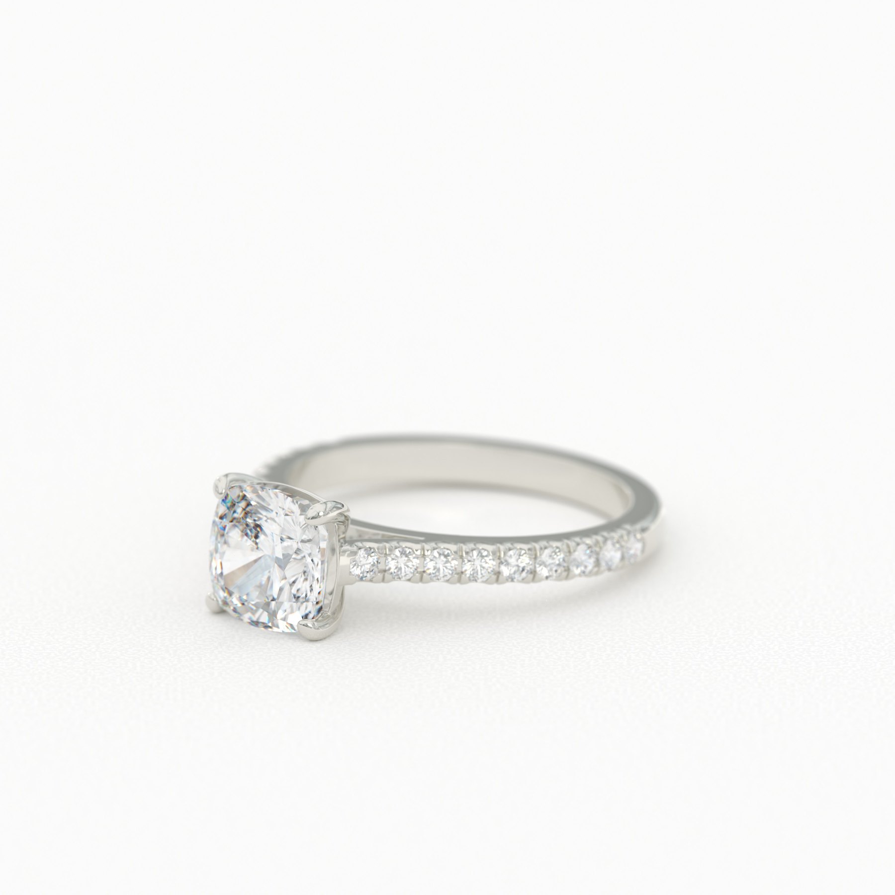 Cushion Cut Solitaire with Pavé Scallop Set Band