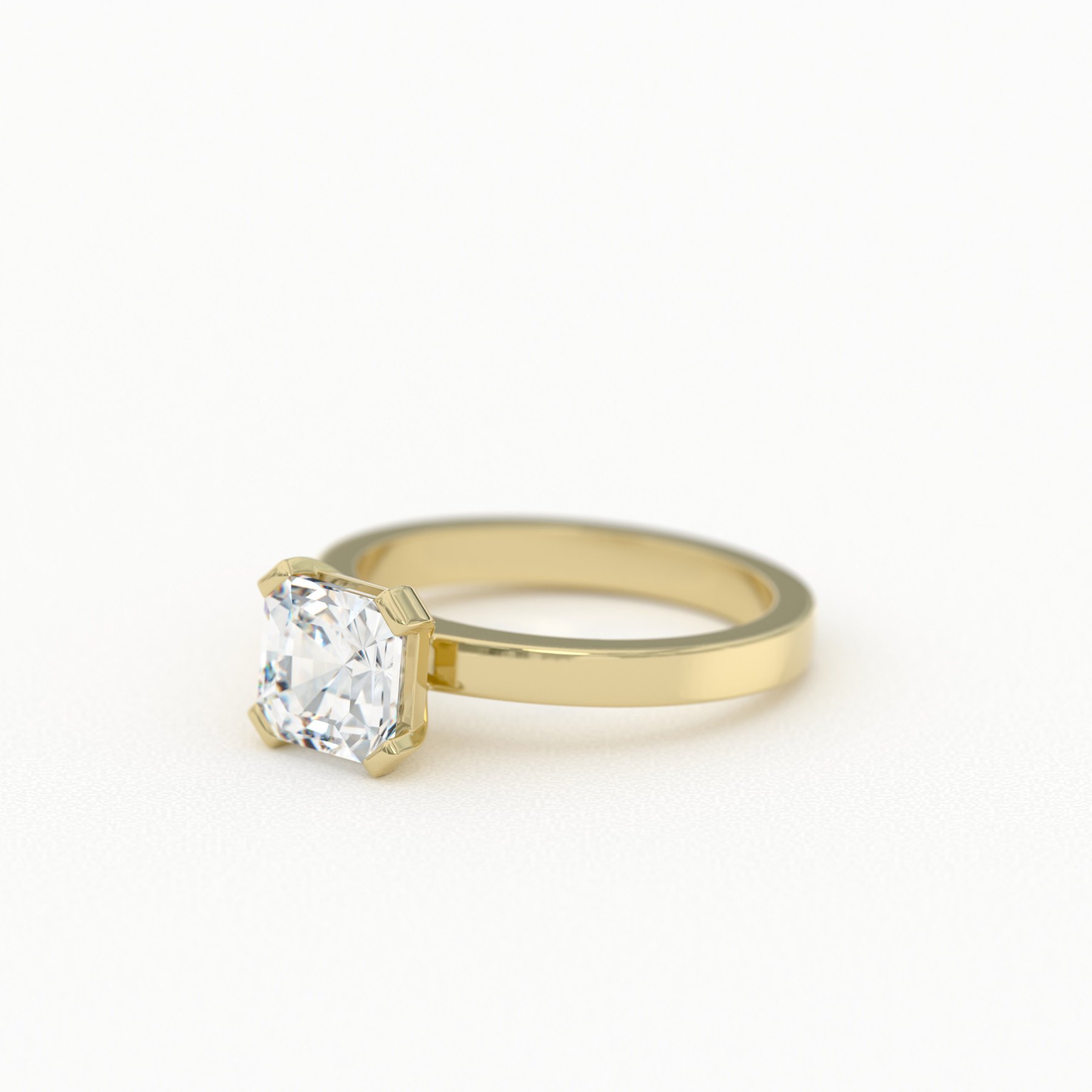 Asscher Cut Solitaire with Bar-Prong 