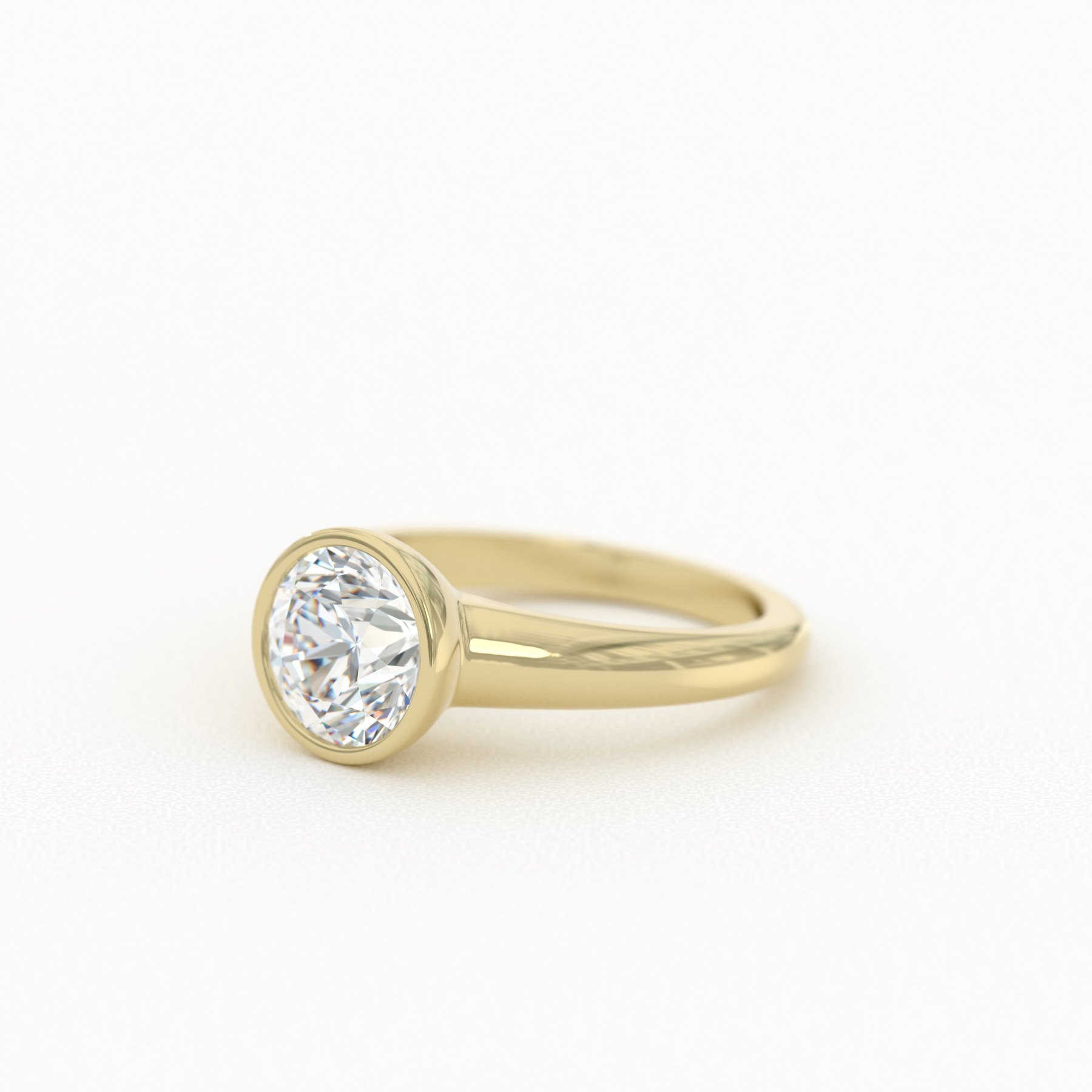 Round Cut with Bezel & Wide Tapered Band