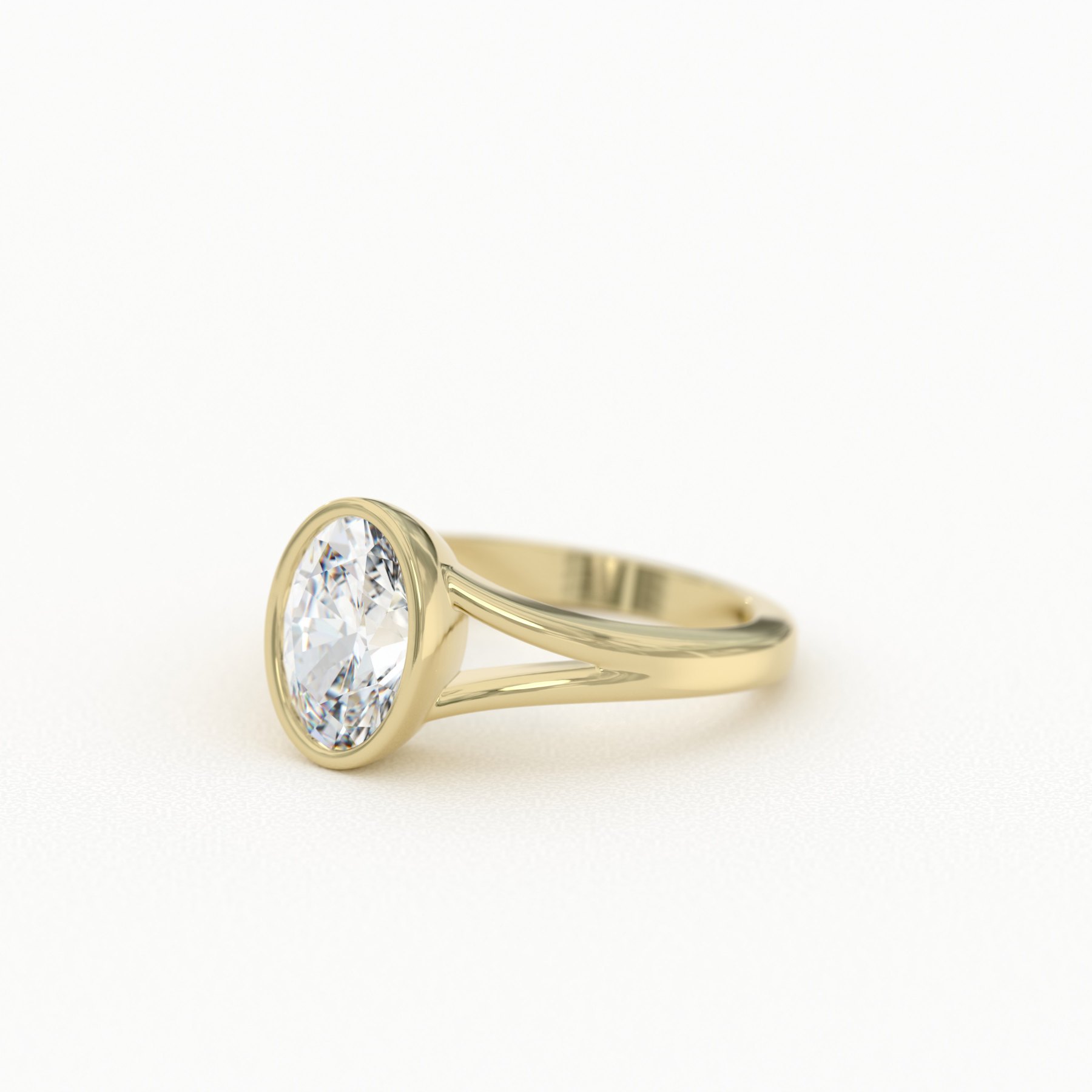 Oval Cut Solitaire with Bezel & Split Shank