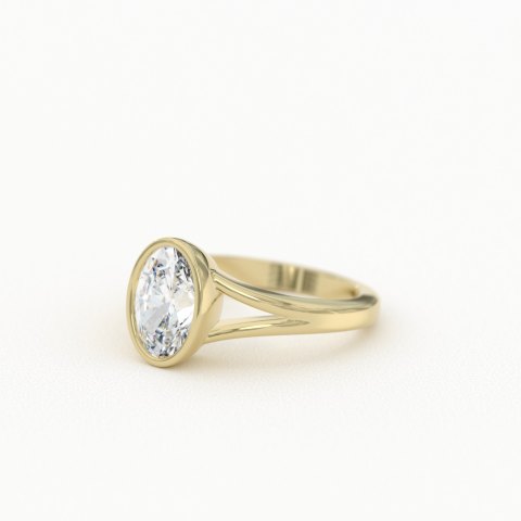 Oval Cut Solitaire with Bezel & Split Shank Product Photo
