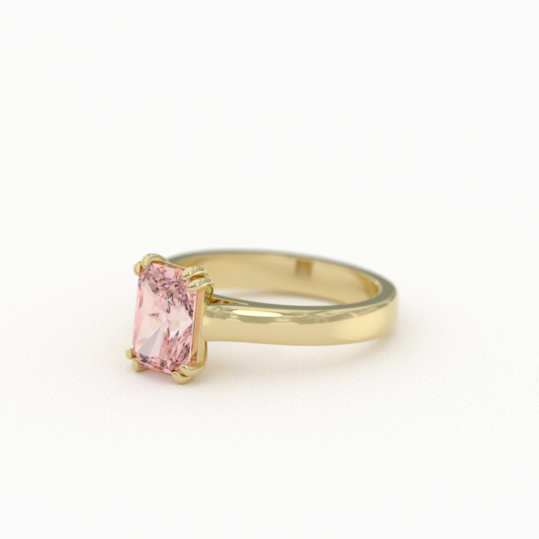 Pink Radiant Cut Solitaire with Wide Band