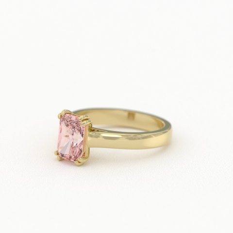 Pink Radiant Cut Solitaire with Wide Band Product Photo
