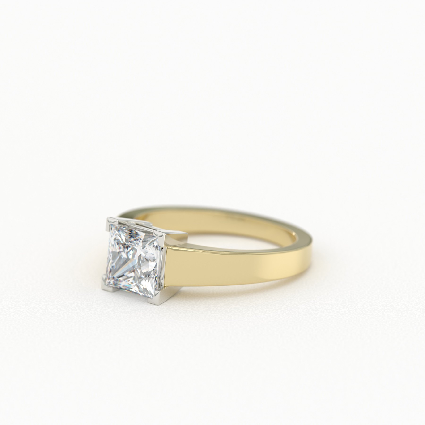 Princess Cut Solitaire with Wide Taper
