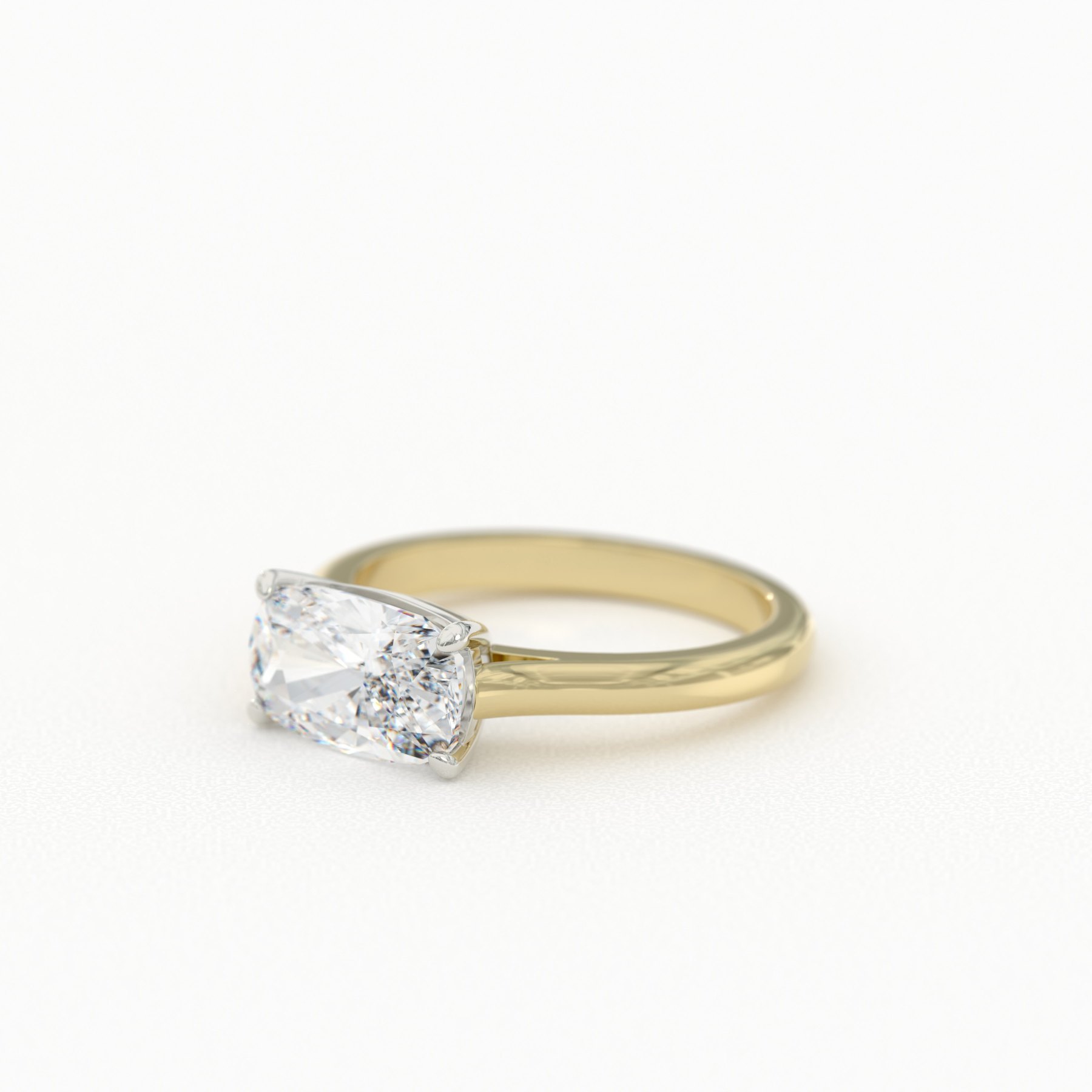 East-West Elongated Cushion Cut Solitaire