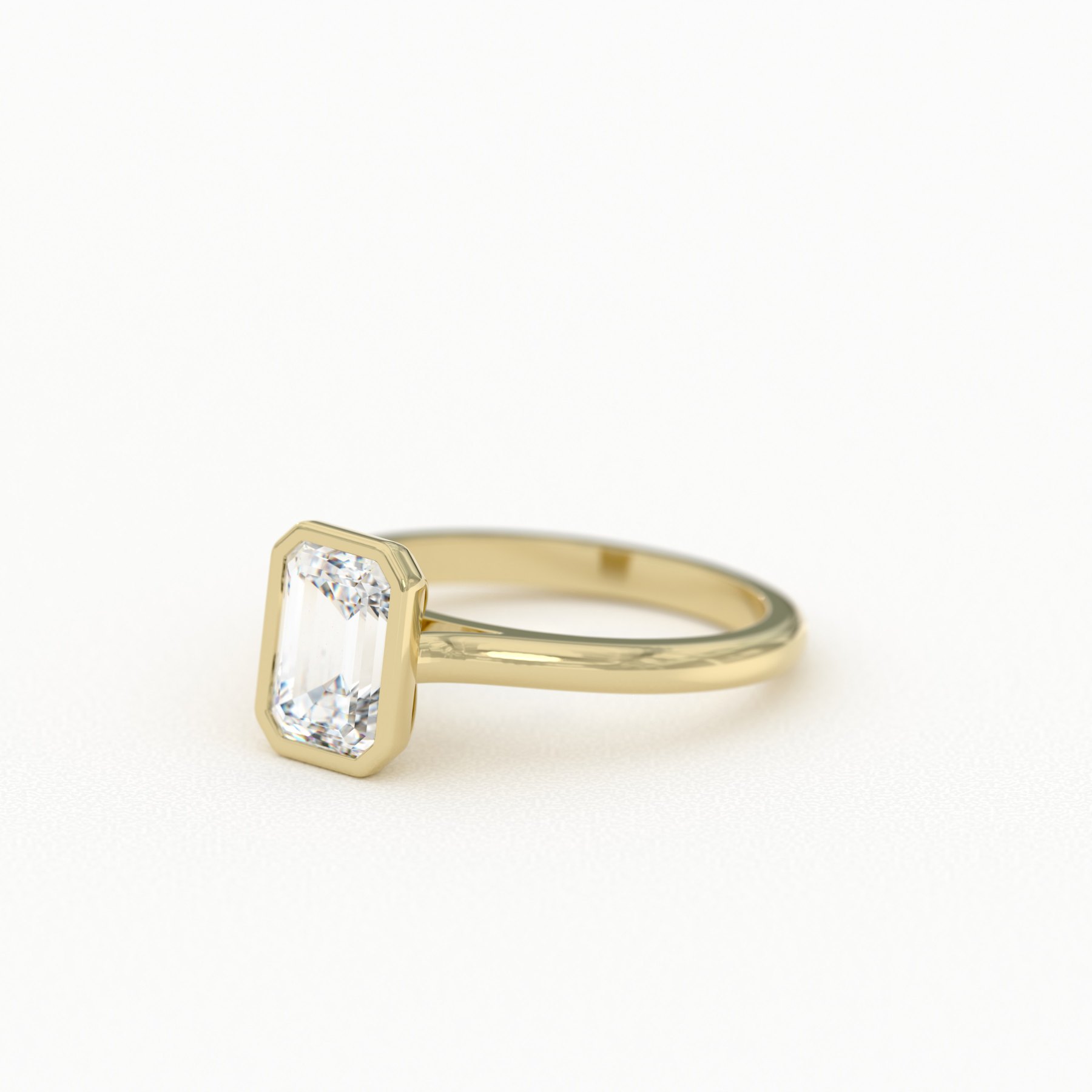 Emerald Cut Solitaire with Full Bezel