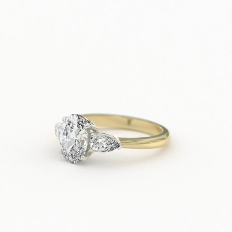 Oval 3 Stone Ring with Pear Accents Product Photo