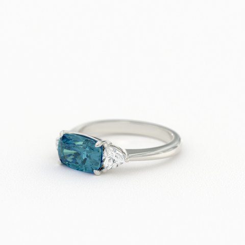 Elongated Cushion Sapphire 3 Stone with Trilliant Accents Product Photo
