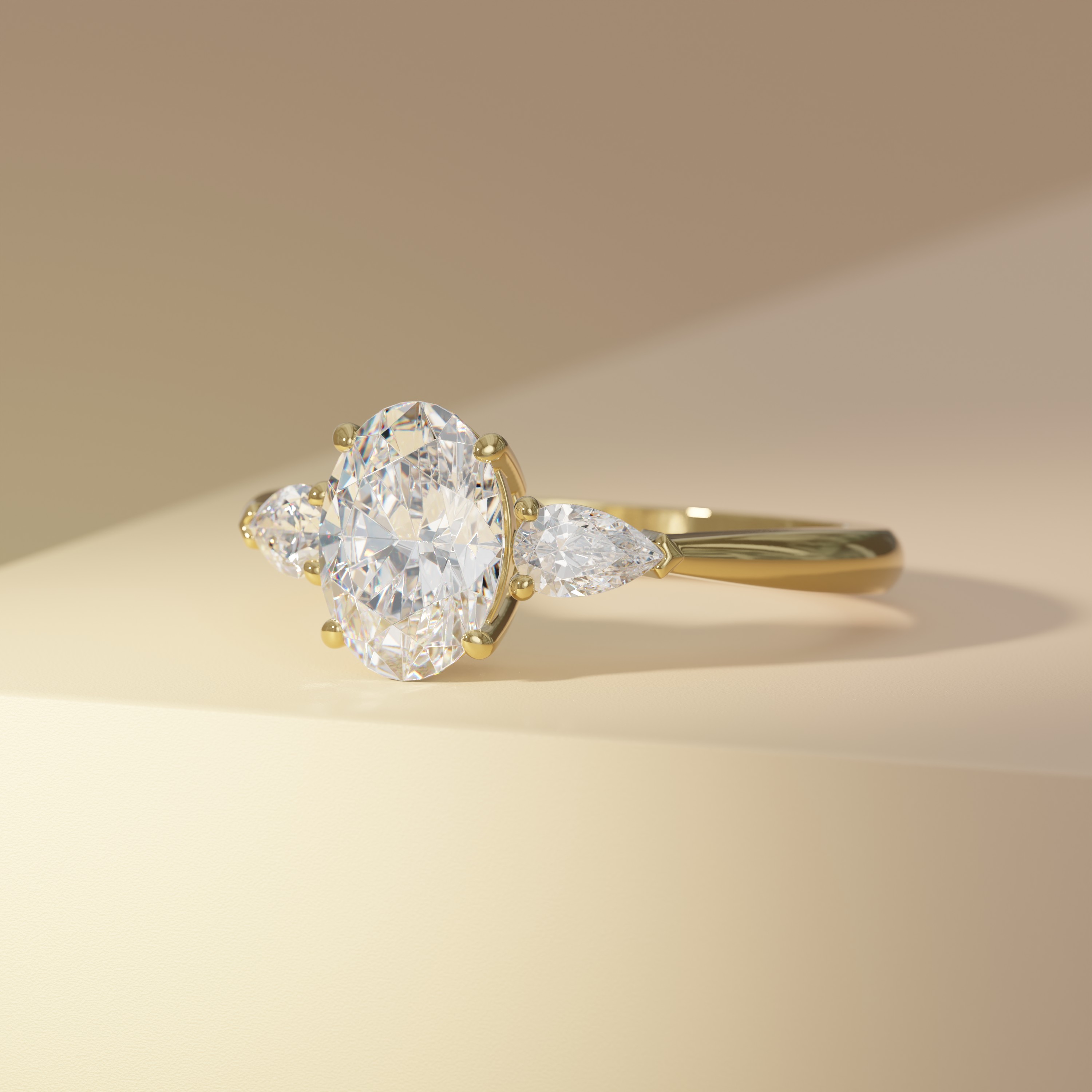 Oval 3 Stone with Pear Accents