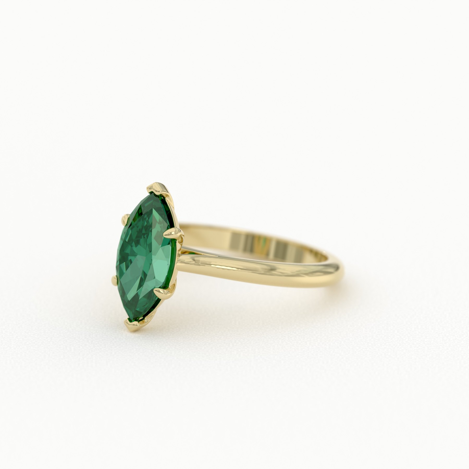 Six-Prong Green Marquise Sapphire Solitaire