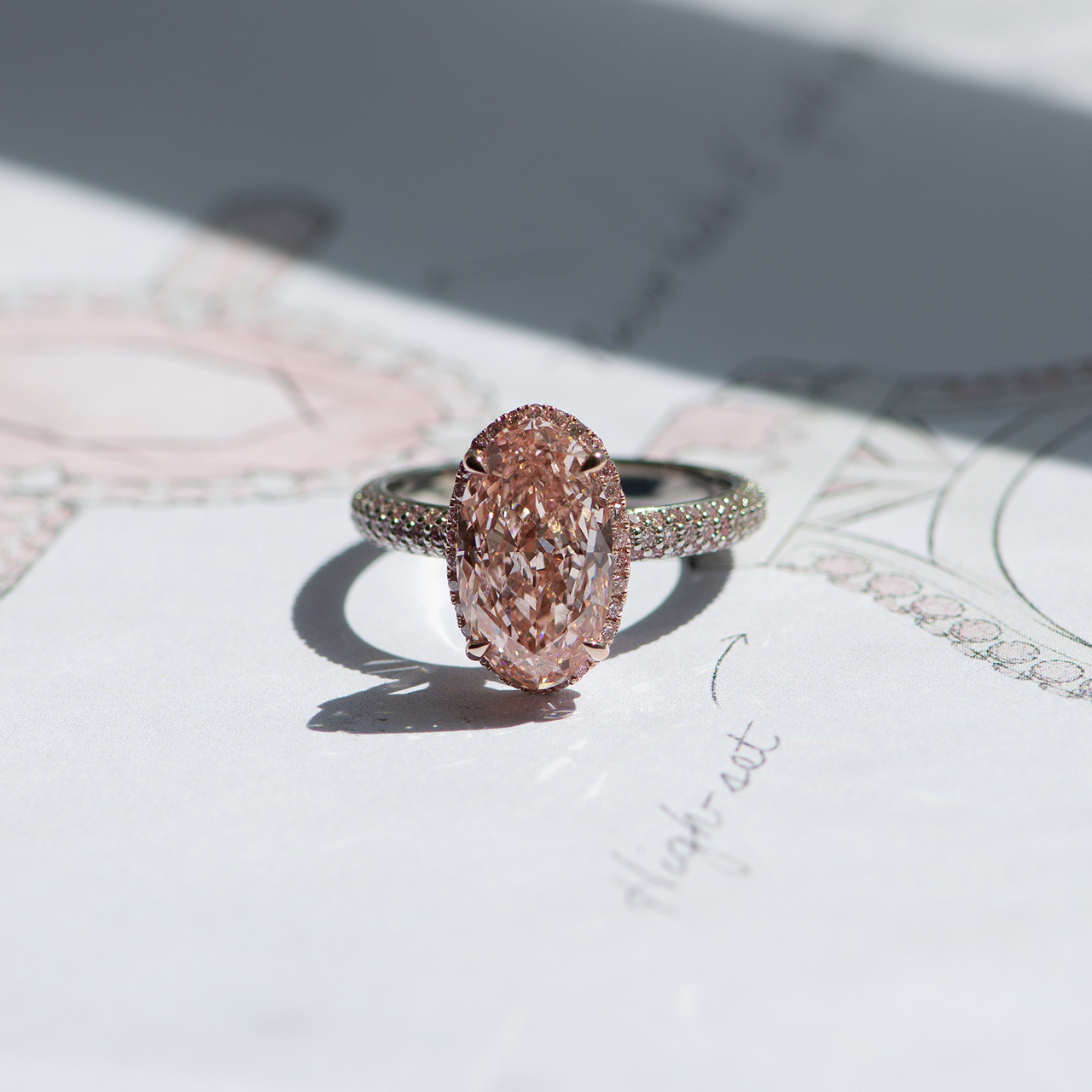Kira Kirby Ring – Pink Moval Engagement Ring | Four Words