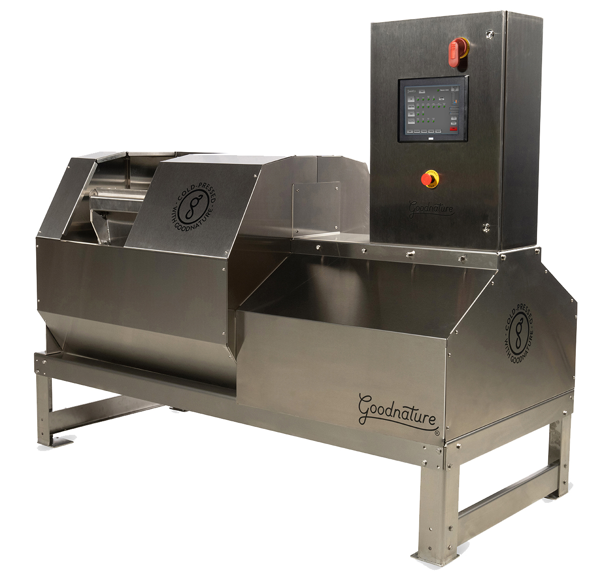 Being a fully automated and continuous hydraulic juice press, Goodnature Autopress is the first of its kind. Rack-and-cloth yield and juice quality, with the efficiency and automation of a belt press. Create hundreds of gallons of cider and other juices per hour with minimal labor cost.