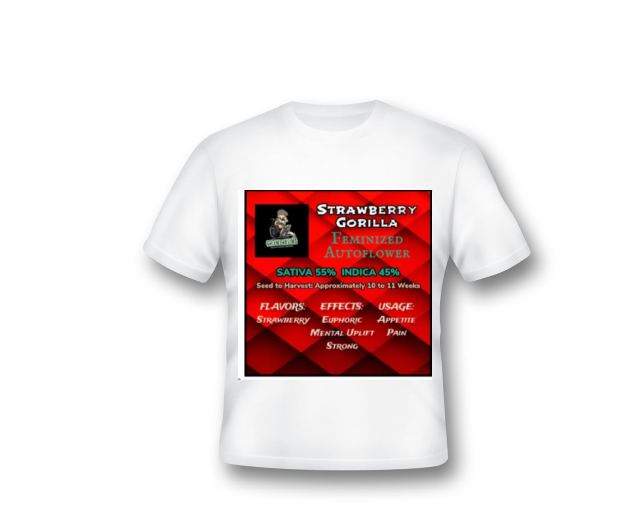 Pack of 5 Growlahoma Tshirts  with Strawberry Gorilla Logo